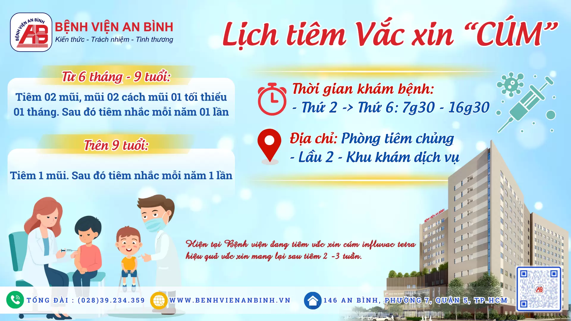 Lịch tiêm Vắc xin phòng bệnh: “Cúm”