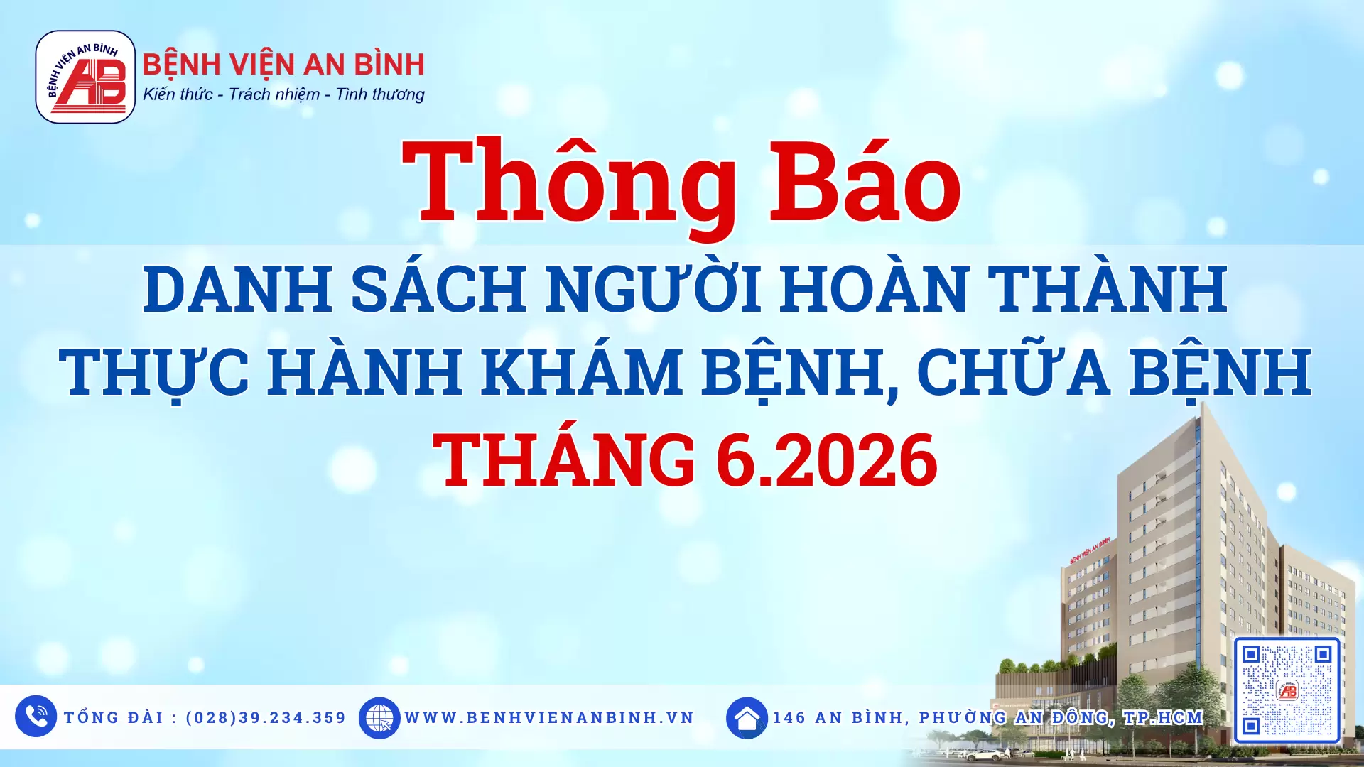 Thông báo danh sách người hoàn thành thực hành khám bệnh, chữa bệnh tháng 6 năm 2026 – Bác sĩ