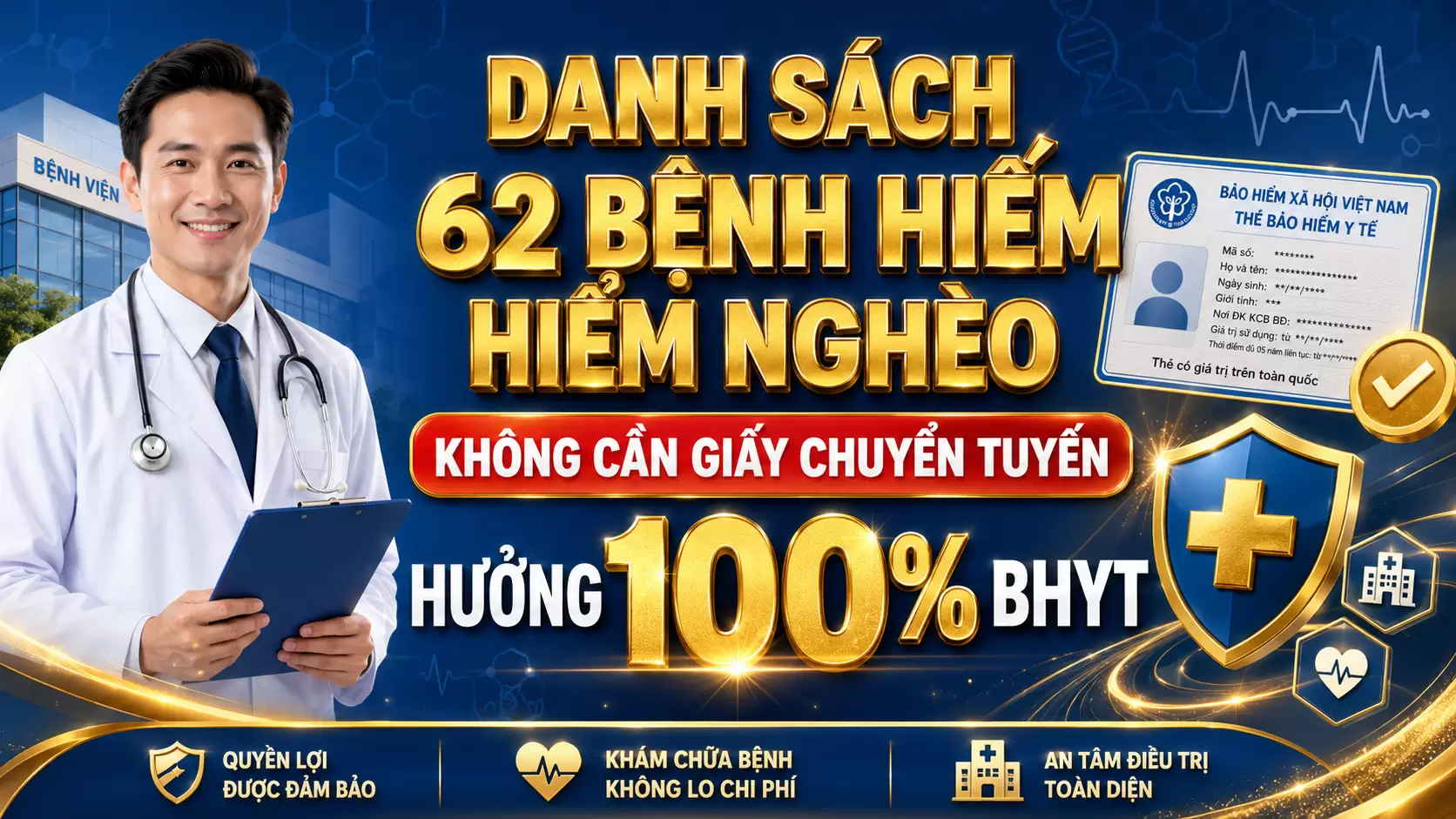 Danh sách 62 Bệnh hiếm, hiểm nghèo không cần giấy chuyển tuyến vẫn được hưởng 100% BHYT.